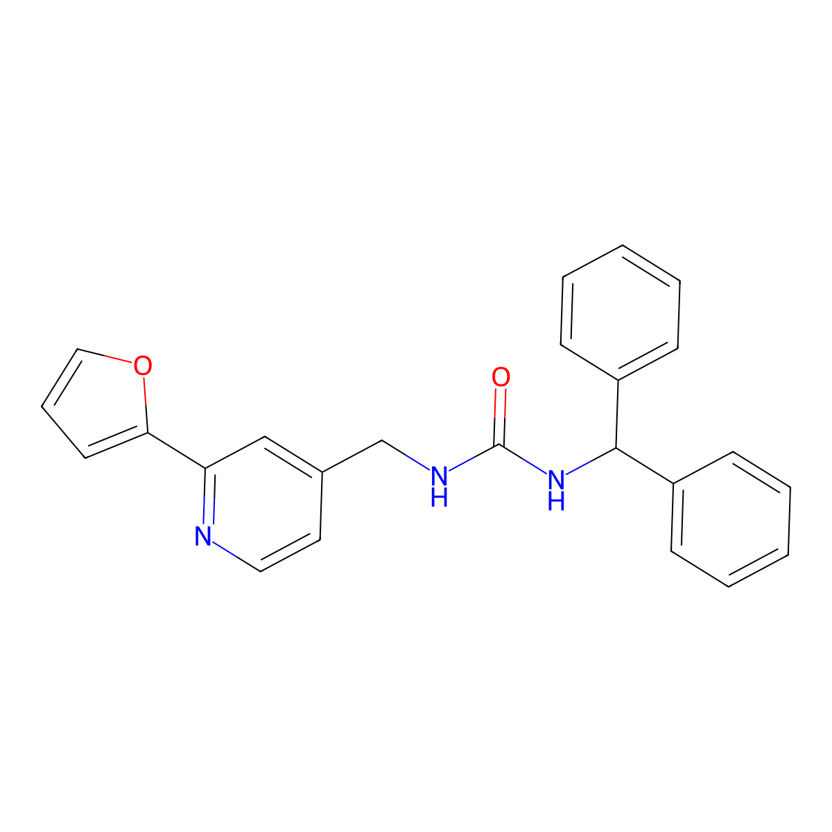 1-Benzhydryl-3-((2-(furan-2-yl)pyridin-4-yl)methyl)urea molecular structure, CAS 2034267-02-0