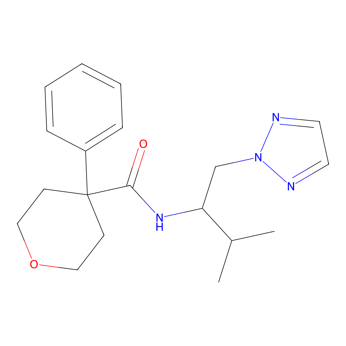 N-(3-methyl-1-(2H-1,2,3-triazol-2-yl)butan-2-yl)-4-phenyltetrahydro-2H-pyran-4-carboxamide molecular structure, CAS 2034267-04-2