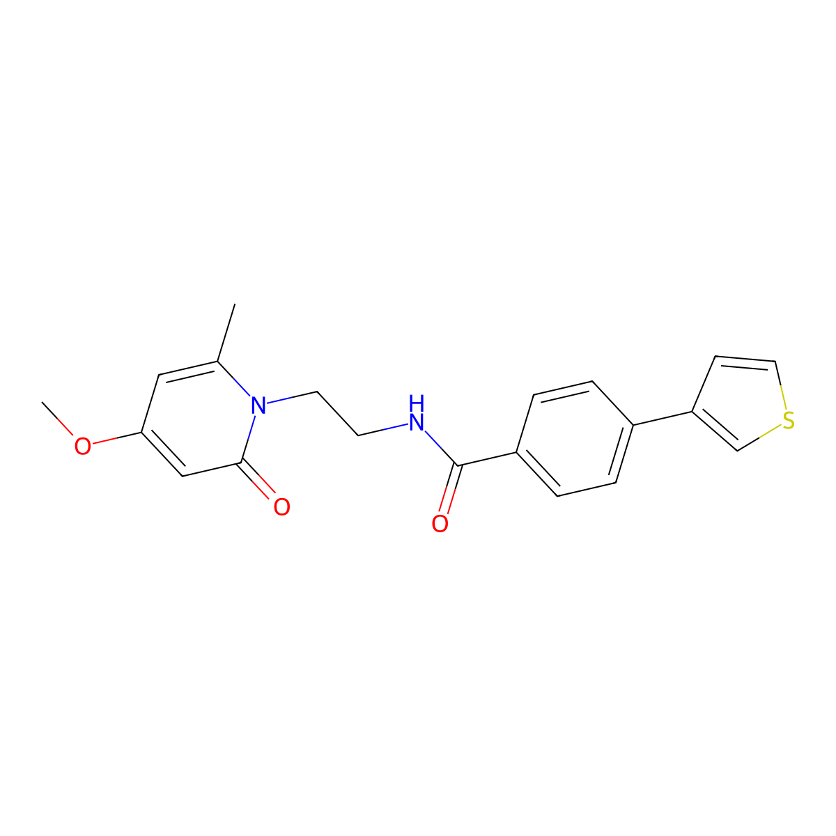 N-(2-(4-methoxy-6-methyl-2-oxopyridin-1(2H)-yl)ethyl)-4-(thiophen-3-yl)benzamide molecular structure, CAS 2034267-06-4