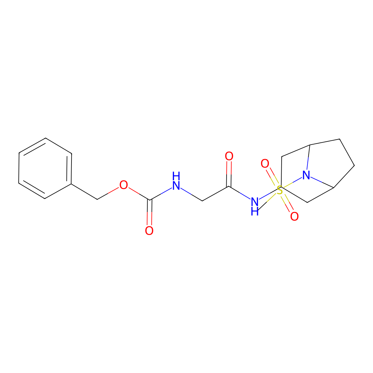 Benzyl (2-((8-(methylsulfonyl)-8-azabicyclo[3.2.1]octan-3-yl)amino)-2-oxoethyl)carbamate molecular structure, CAS 2034267-12-2