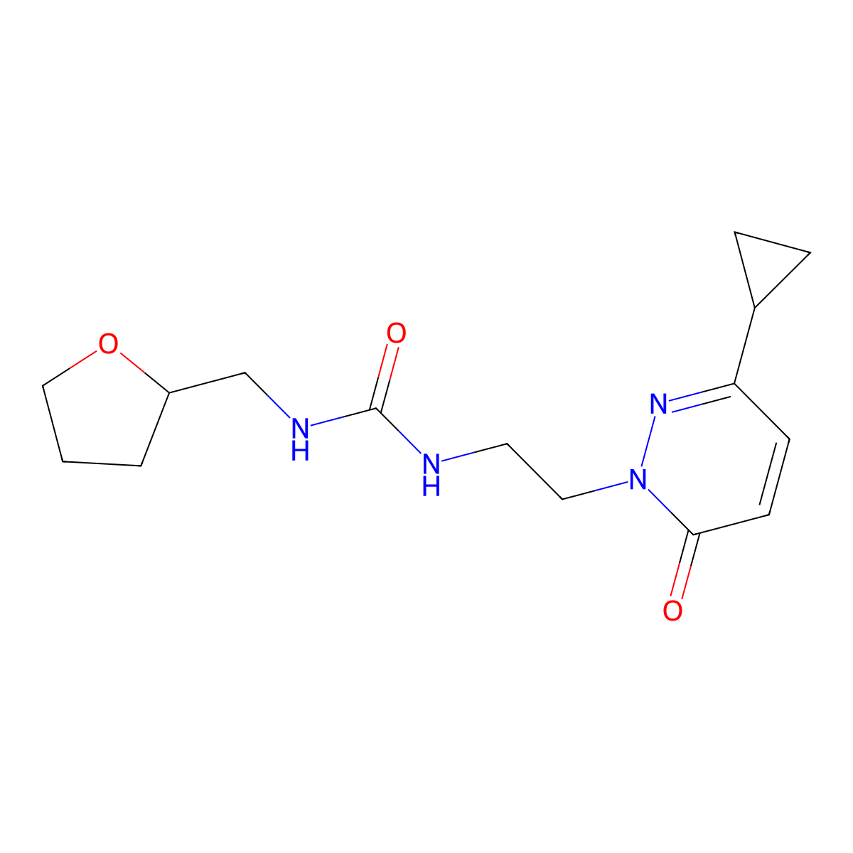 1-(2-(3-cyclopropyl-6-oxopyridazin-1(6H)-yl)ethyl)-3-((tetrahydrofuran-2-yl)methyl)urea molecular structure, CAS 2034267-15-5