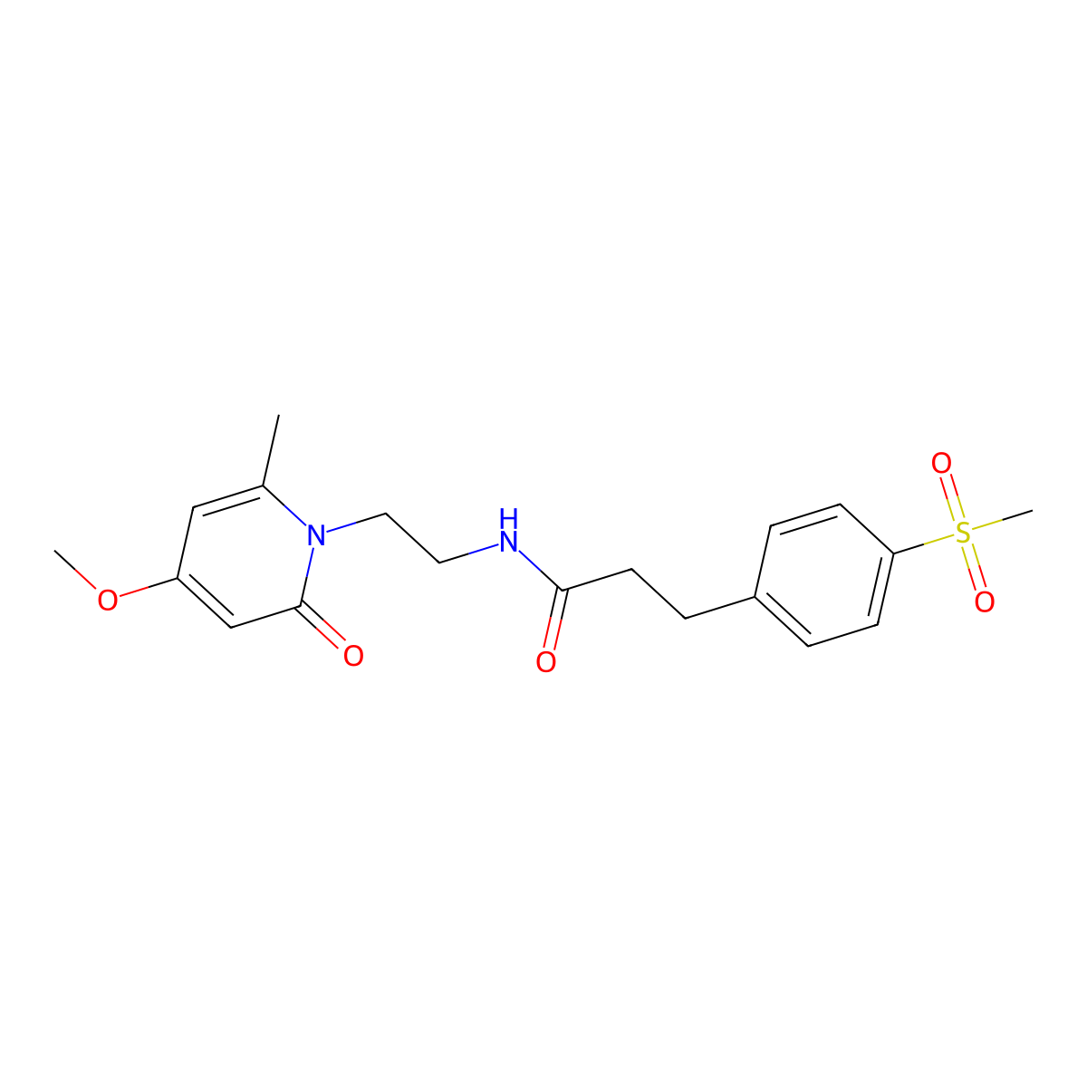 N-(2-(4-methoxy-6-methyl-2-oxopyridin-1(2H)-yl)ethyl)-3-(4-(methylsulfonyl)phenyl)propanamide molecular structure, CAS 2034267-16-6