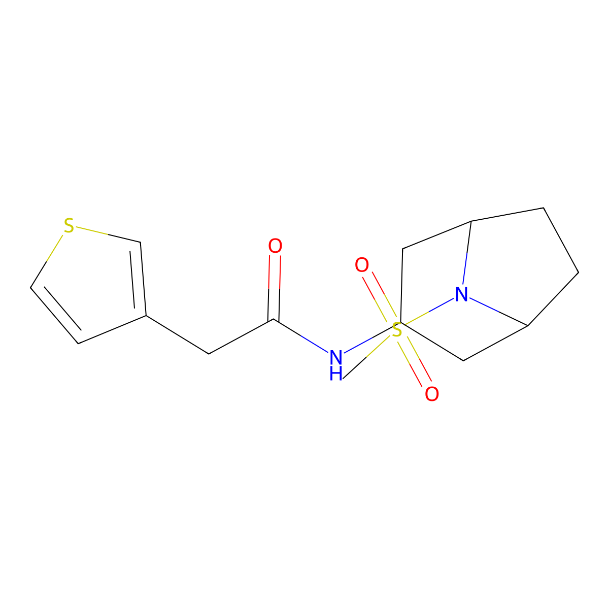 N-(8-(methylsulfonyl)-8-azabicyclo[3.2.1]octan-3-yl)-2-(thiophen-3-yl)acetamide molecular structure, CAS 2034267-18-8