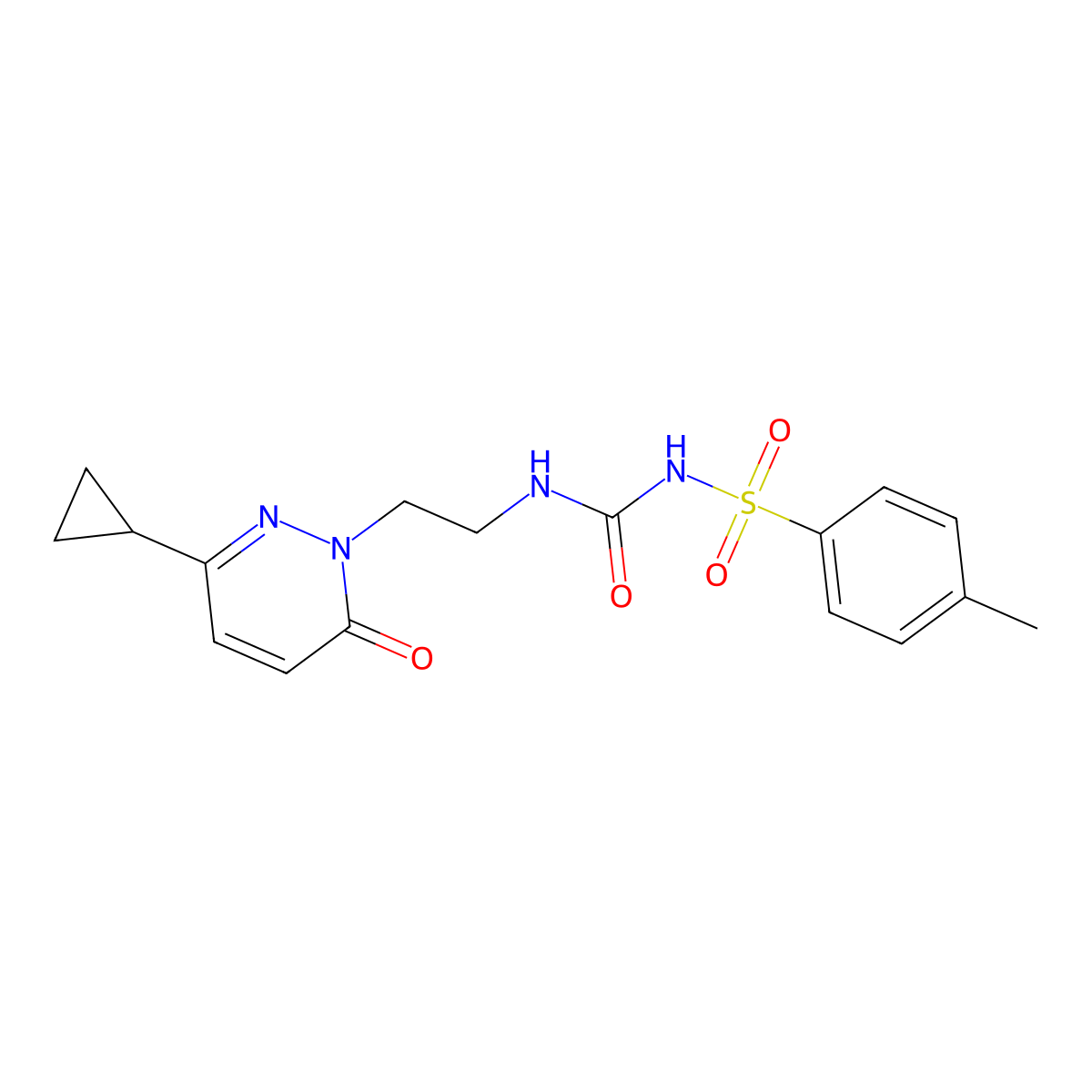 N-((2-(3-cyclopropyl-6-oxopyridazin-1(6H)-yl)ethyl)carbamoyl)-4-methylbenzenesulfonamide molecular structure, CAS 2034267-21-3