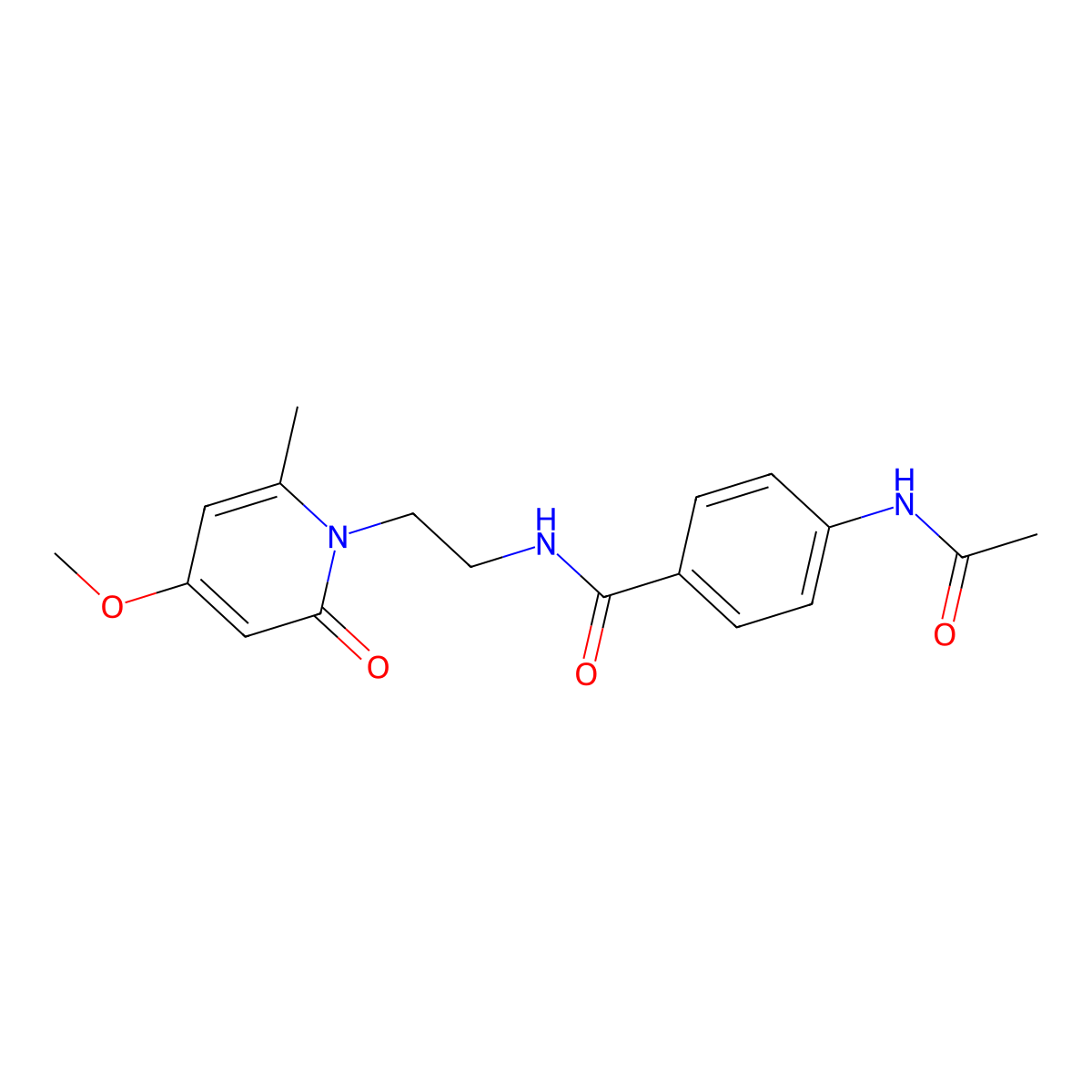 4-acetamido-N-(2-(4-methoxy-6-methyl-2-oxopyridin-1(2H)-yl)ethyl)benzamide molecular structure, CAS 2034267-23-5