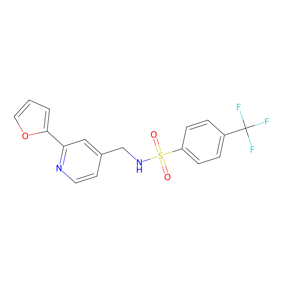 N-((2-(furan-2-yl)pyridin-4-yl)methyl)-4-(trifluoromethyl)benzenesulfonamide molecular structure, CAS 2034267-34-8