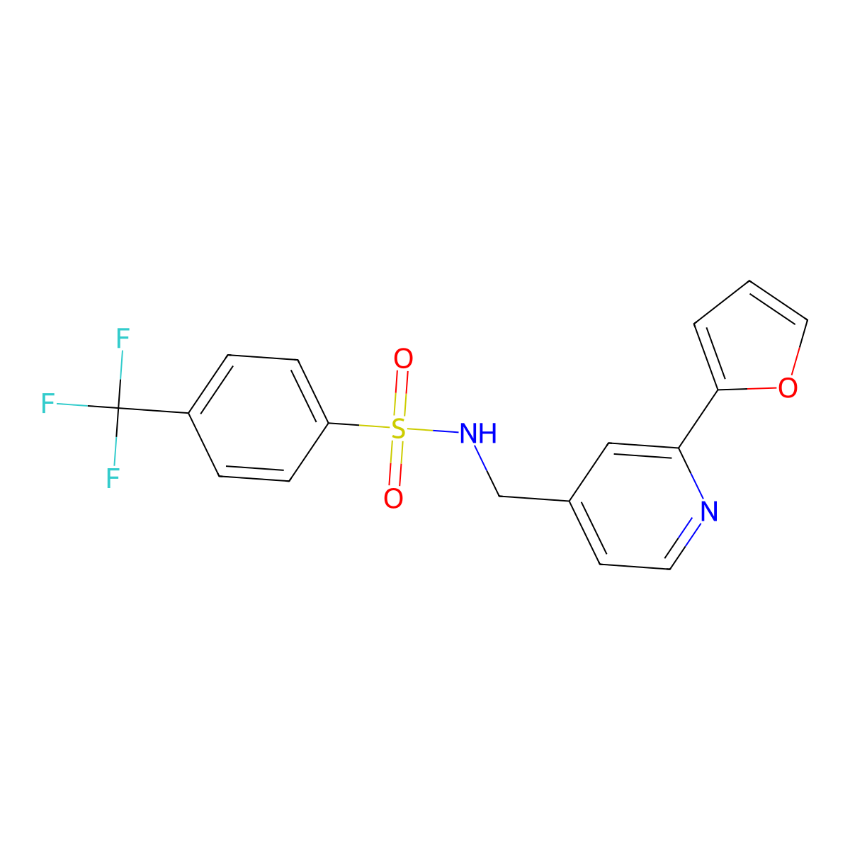 N-((2-(furan-2-yl)pyridin-4-yl)methyl)-4-(trifluoromethyl)benzenesulfonamide molecular structure, CAS 2034267-34-8
