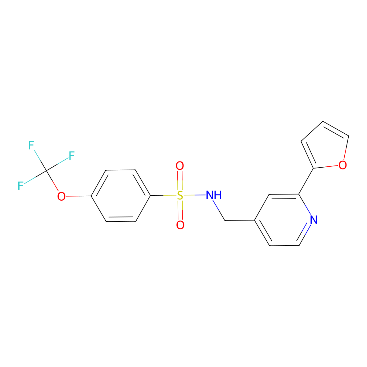 N-((2-(furan-2-yl)pyridin-4-yl)methyl)-4-(trifluoromethoxy)benzenesulfonamide molecular structure, CAS 2034267-40-6