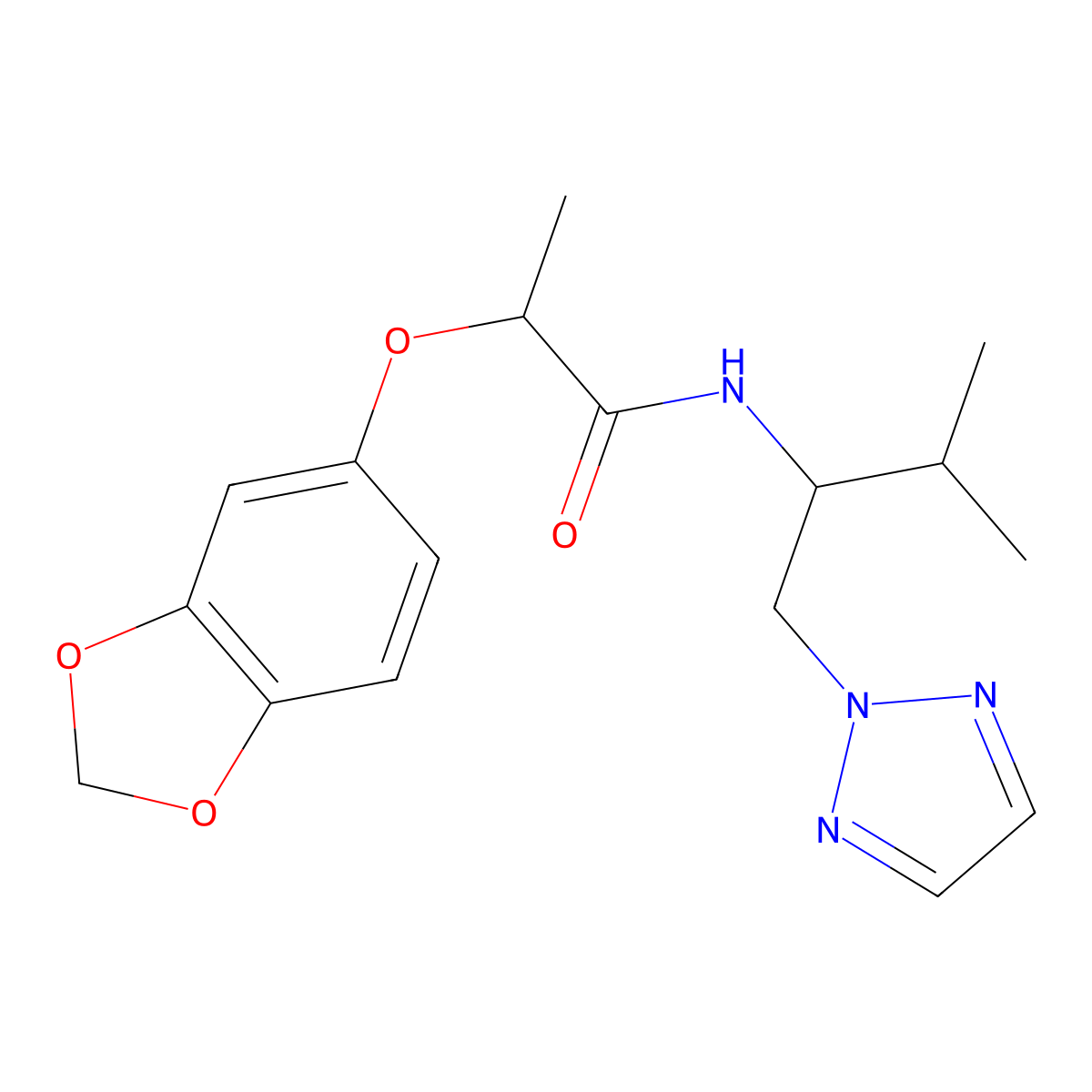 2-(benzo[d][1,3]dioxol-5-yloxy)-N-(3-methyl-1-(2H-1,2,3-triazol-2-yl)butan-2-yl)propanamide molecular structure, CAS 2034267-63-3