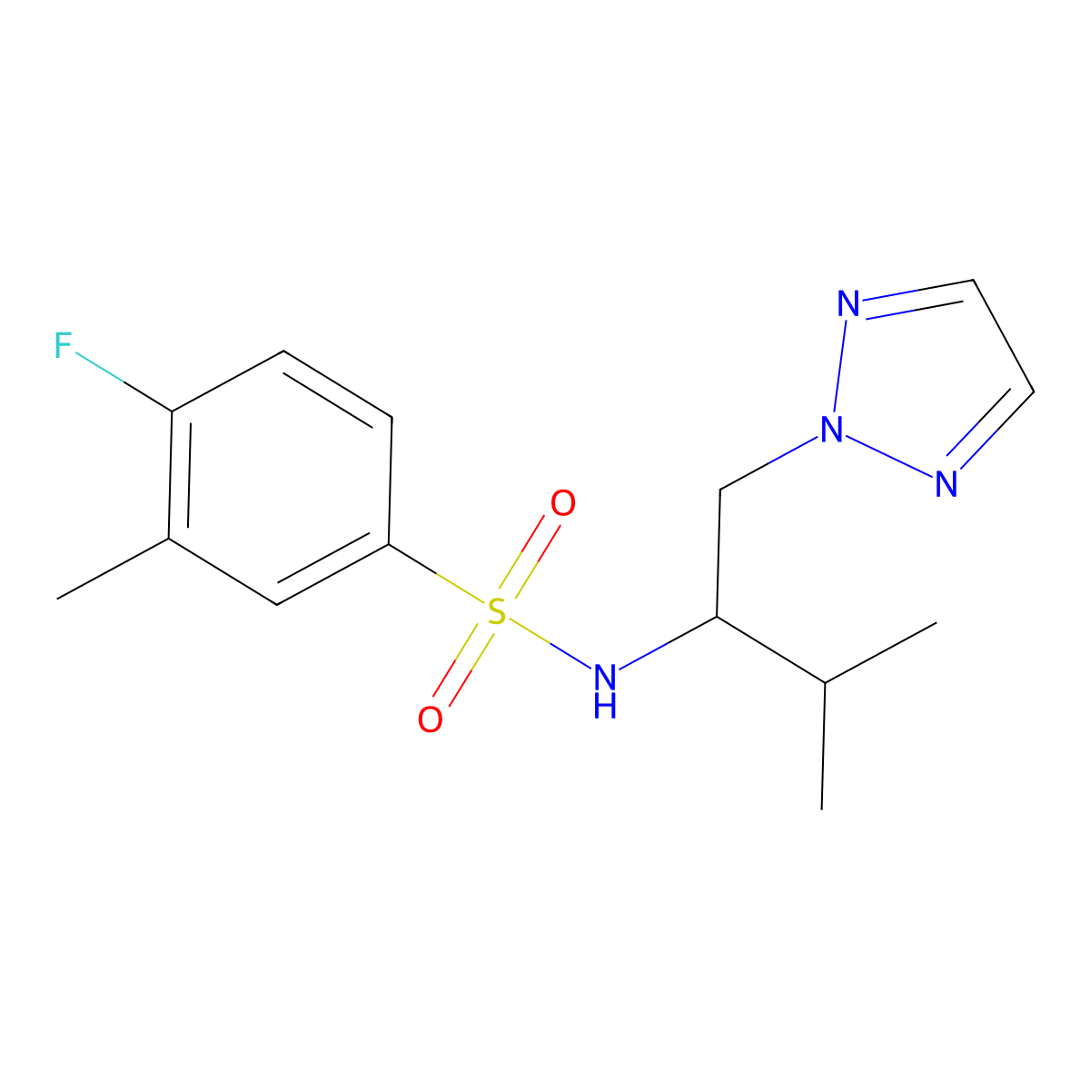 4-fluoro-3-methyl-N-(3-methyl-1-(2H-1,2,3-triazol-2-yl)butan-2-yl)benzenesulfonamide molecular structure, CAS 2034267-69-9