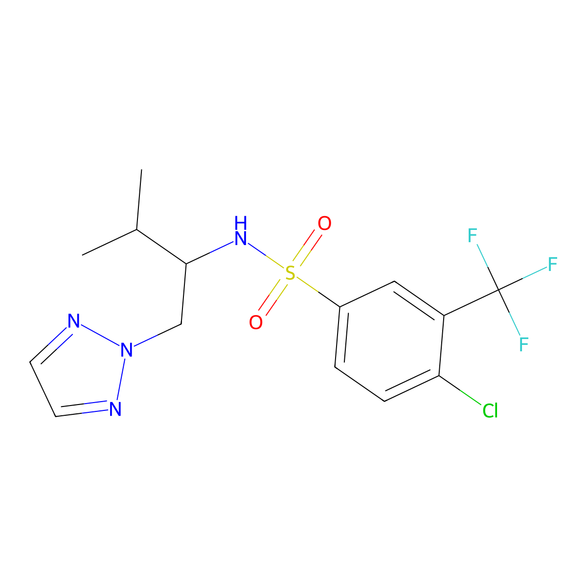 4-chloro-N-(3-methyl-1-(2H-1,2,3-triazol-2-yl)butan-2-yl)-3-(trifluoromethyl)benzenesulfonamide molecular structure, CAS 2034267-75-7