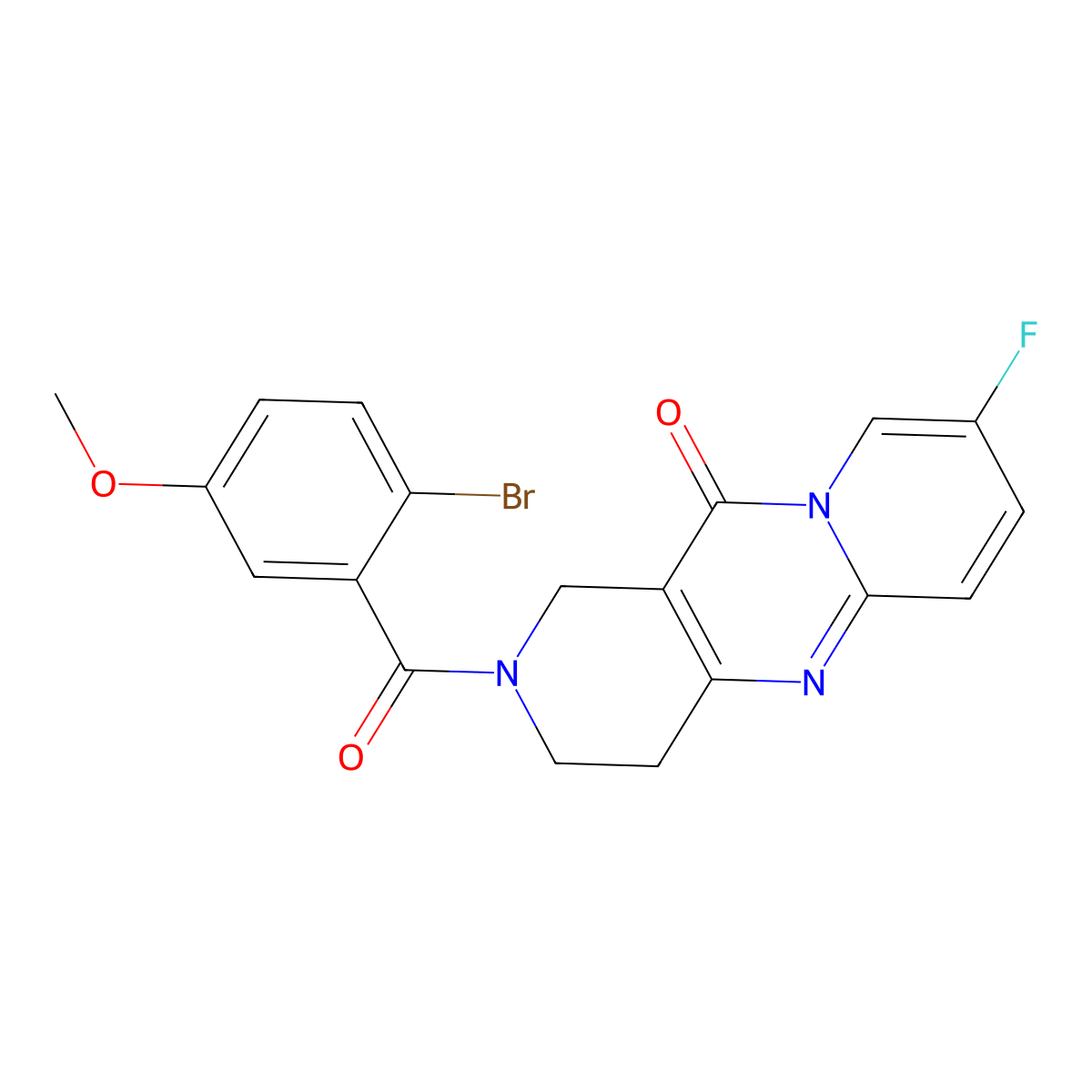 2-(2-bromo-5-methoxybenzoyl)-8-fluoro-3,4-dihydro-1H-dipyrido[1,2-a:4',3'-d]pyrimidin-11(2H)-one molecular structure, CAS 2034267-78-0