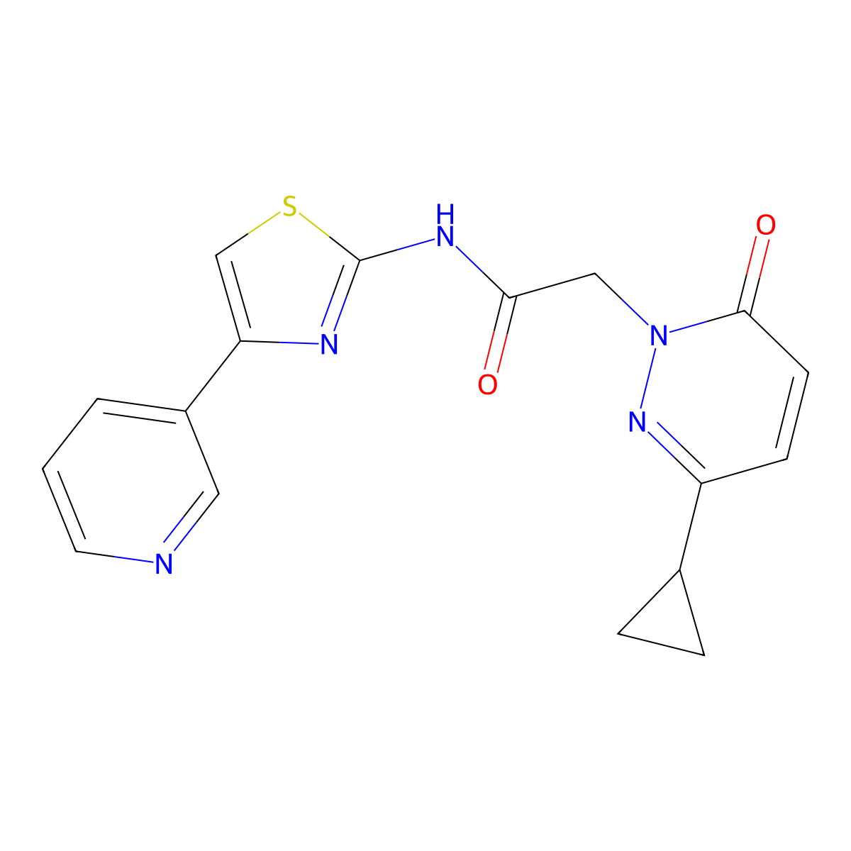 2-(3-cyclopropyl-6-oxopyridazin-1(6H)-yl)-N-(4-(pyridin-3-yl)thiazol-2-yl)acetamide molecular structure, CAS 2034267-80-4
