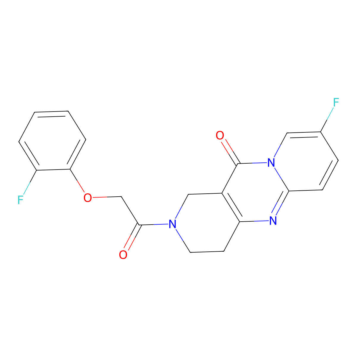 8-fluoro-2-(2-(2-fluorophenoxy)acetyl)-3,4-dihydro-1H-dipyrido[1,2-a:4',3'-d]pyrimidin-11(2H)-one molecular structure, CAS 2034267-82-6