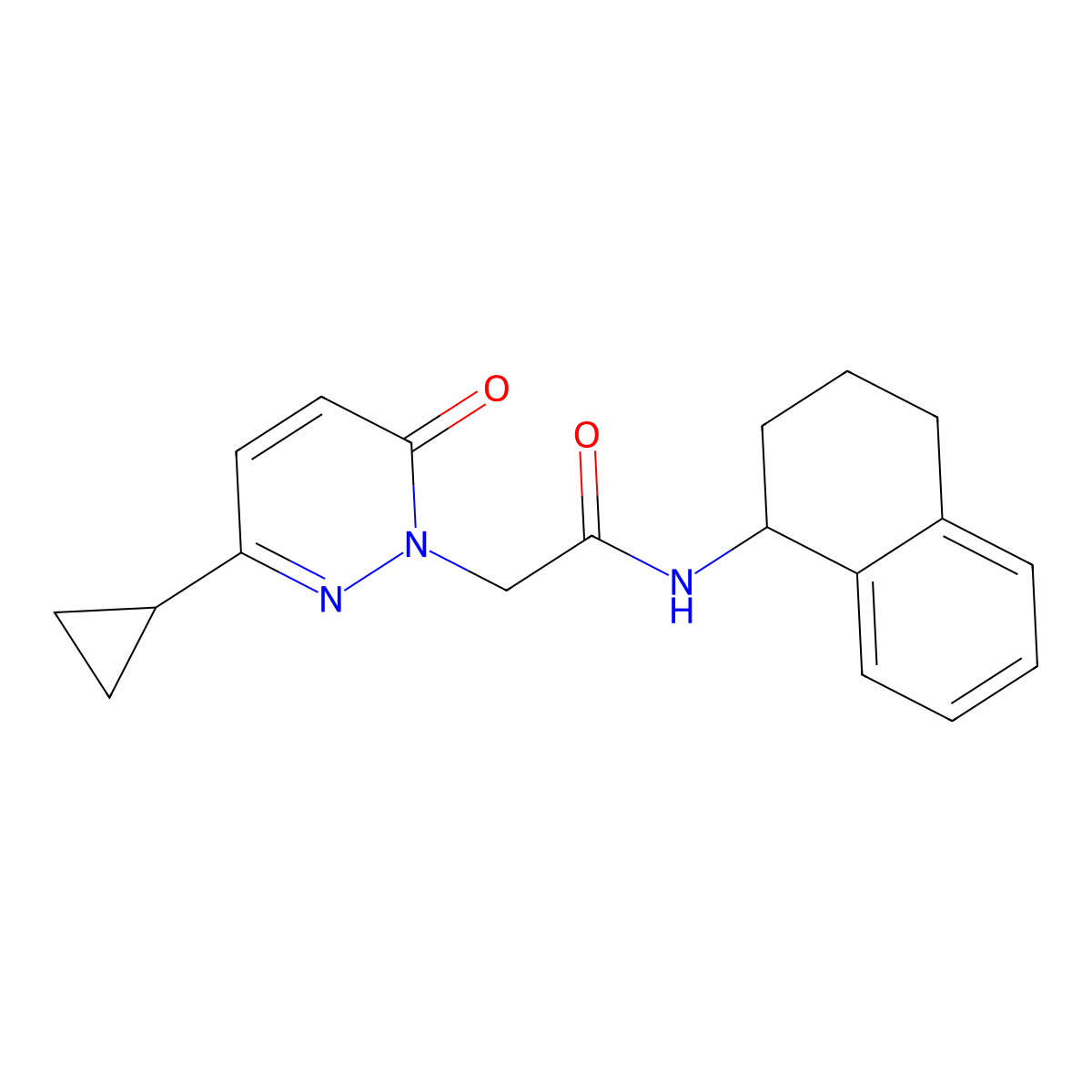 2-(3-cyclopropyl-6-oxopyridazin-1(6H)-yl)-N-(1,2,3,4-tetrahydronaphthalen-1-yl)acetamide molecular structure, CAS 2034267-93-9