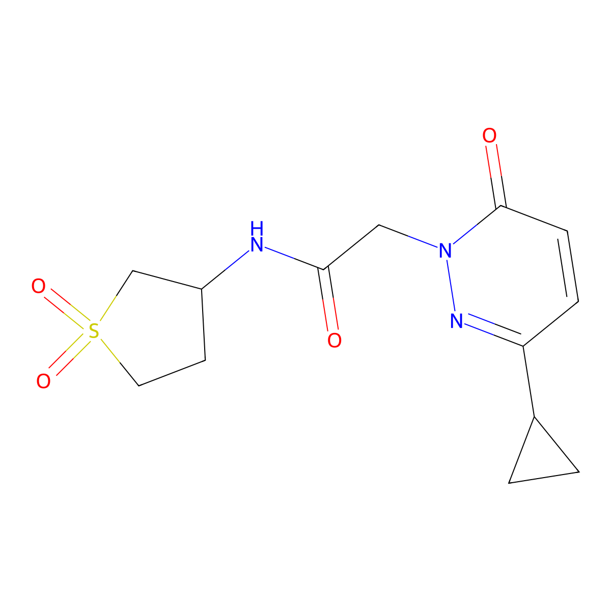 2-(3-cyclopropyl-6-oxopyridazin-1(6H)-yl)-N-(1,1-dioxidotetrahydrothiophen-3-yl)acetamide molecular structure, CAS 2034267-95-1