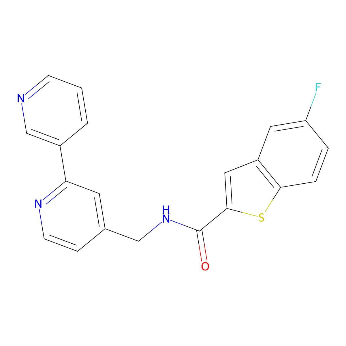 N-({[2,3'-bipyridine]-4-yl}methyl)-5-fluoro-1-benzothiophene-2-carboxamide molecular structure, CAS 2034267-96-2