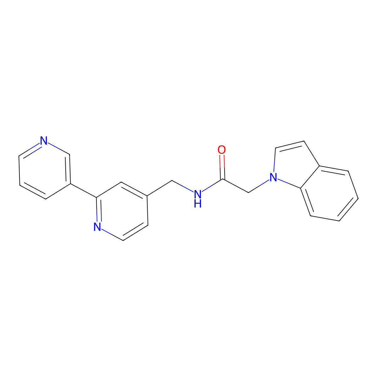 N-([2,3'-bipyridin]-4-ylmethyl)-2-(1H-indol-1-yl)acetamide molecular structure, CAS 2034267-98-4