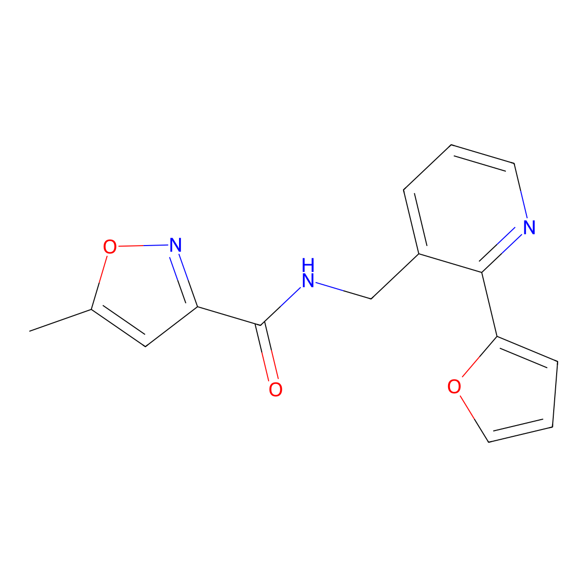 N-((2-(furan-2-yl)pyridin-3-yl)methyl)-5-methylisoxazole-3-carboxamide molecular structure, CAS 2034268-01-2