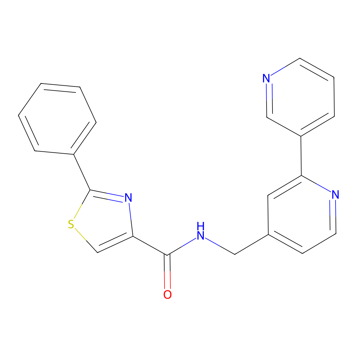 N-({[2,3'-bipyridine]-4-yl}methyl)-2-phenyl-1,3-thiazole-4-carboxamide molecular structure, CAS 2034268-05-6