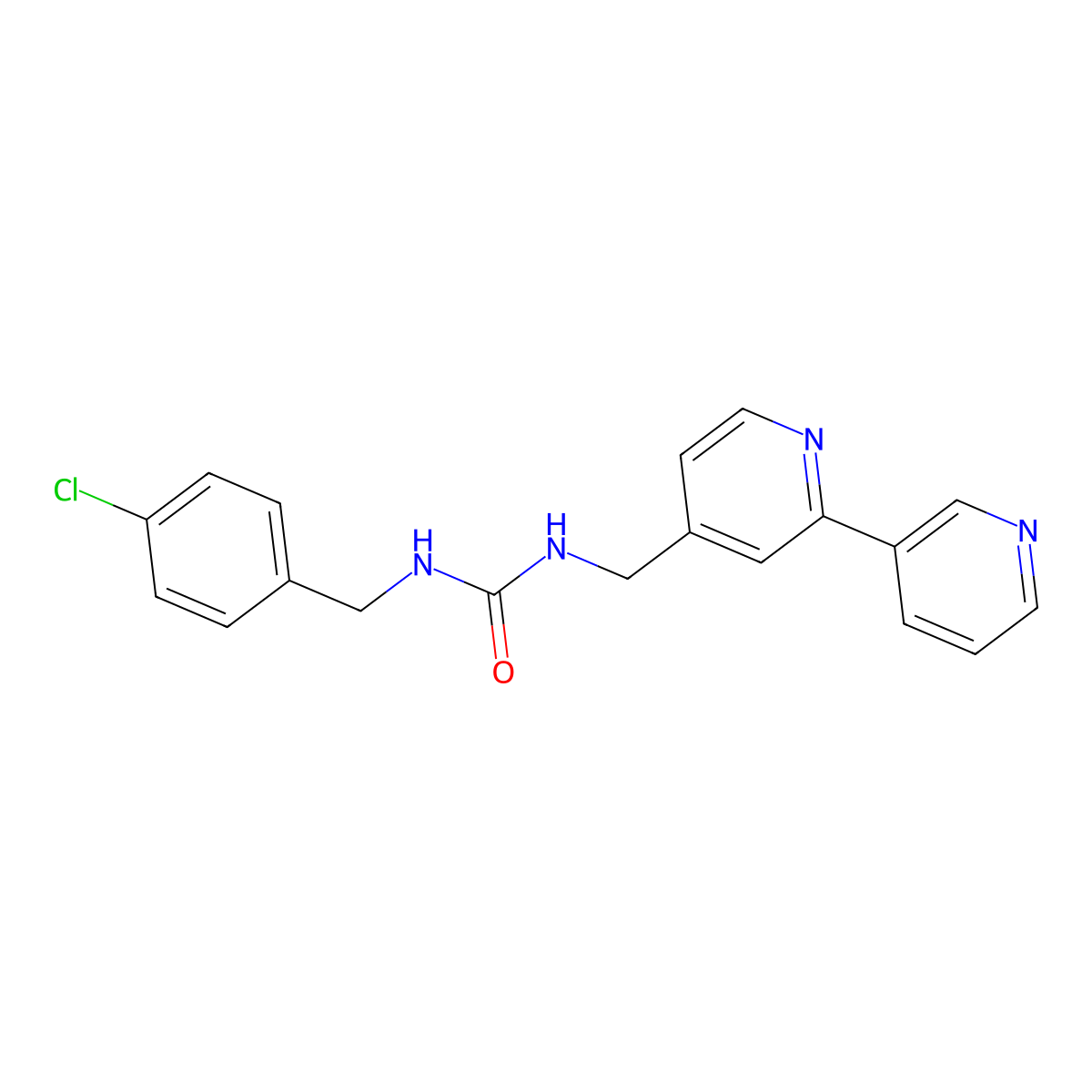 3-({[2,3'-Bipyridine]-4-yl}methyl)-1-[(4-chlorophenyl)methyl]urea molecular structure, CAS 2034268-08-9