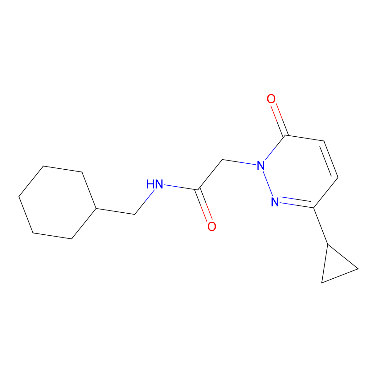 N-(cyclohexylmethyl)-2-(3-cyclopropyl-6-oxopyridazin-1(6H)-yl)acetamide molecular structure, CAS 2034268-09-0