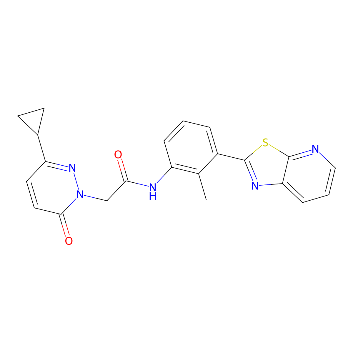 2-(3-cyclopropyl-6-oxopyridazin-1(6H)-yl)-N-(2-methyl-3-(thiazolo[5,4-b]pyridin-2-yl)phenyl)acetamide molecular structure, CAS 2034268-17-0