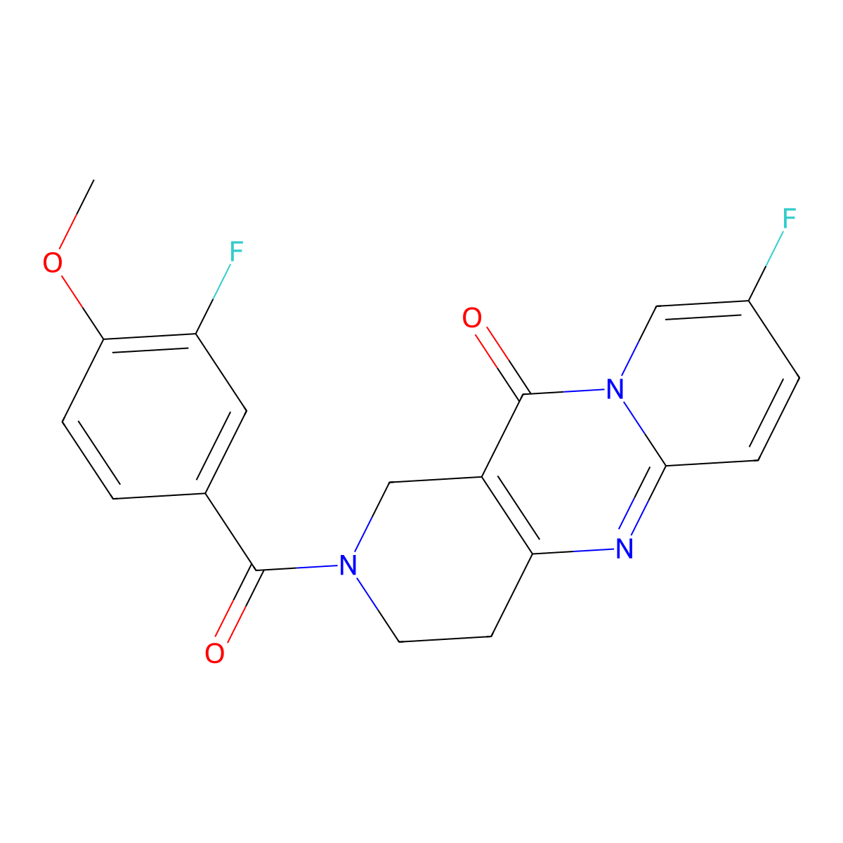 8-fluoro-2-(3-fluoro-4-methoxybenzoyl)-3,4-dihydro-1H-dipyrido[1,2-a:4',3'-d]pyrimidin-11(2H)-one molecular structure, CAS 2034268-19-2