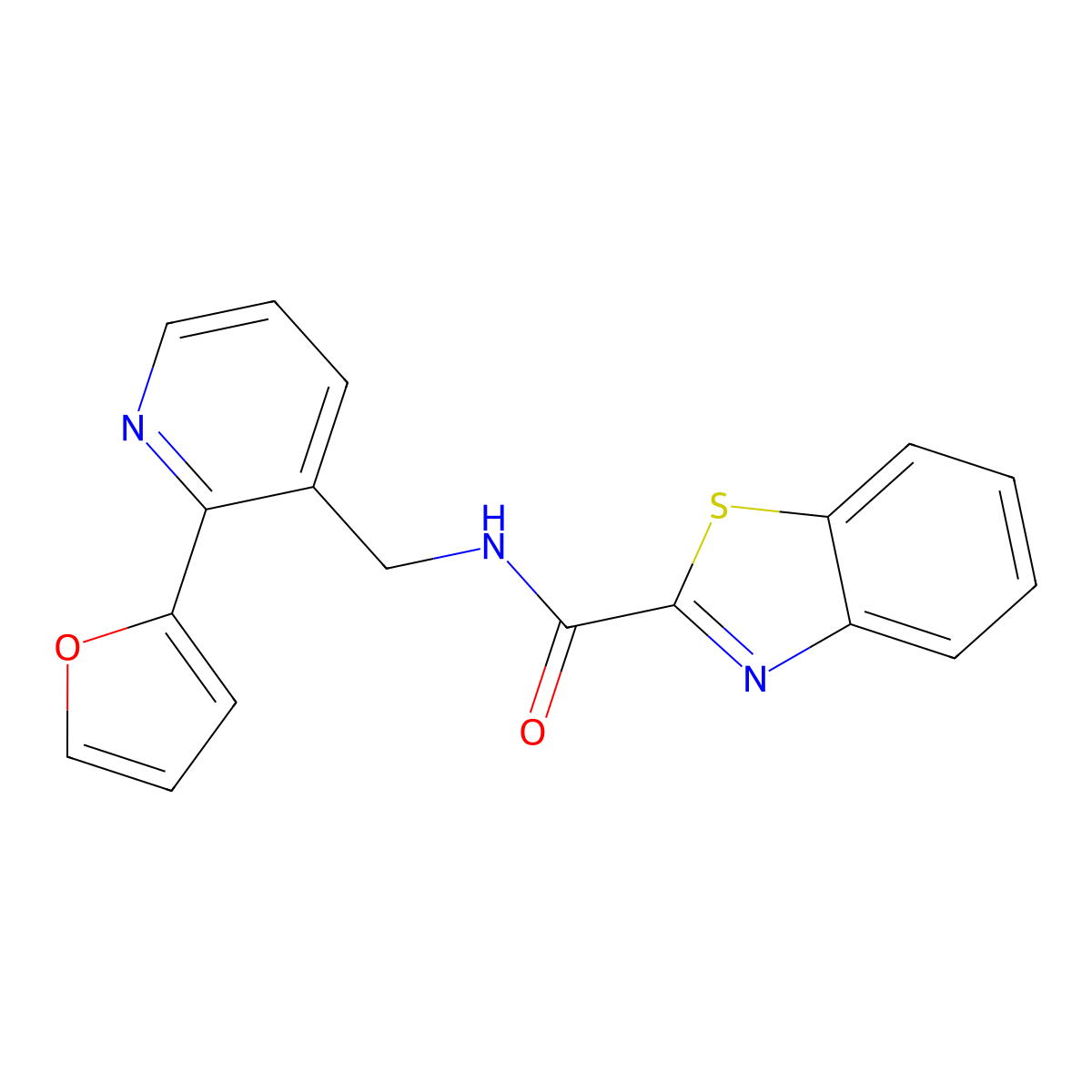 N-((2-(furan-2-yl)pyridin-3-yl)methyl)benzo[d]thiazole-2-carboxamide molecular structure, CAS 2034268-21-6