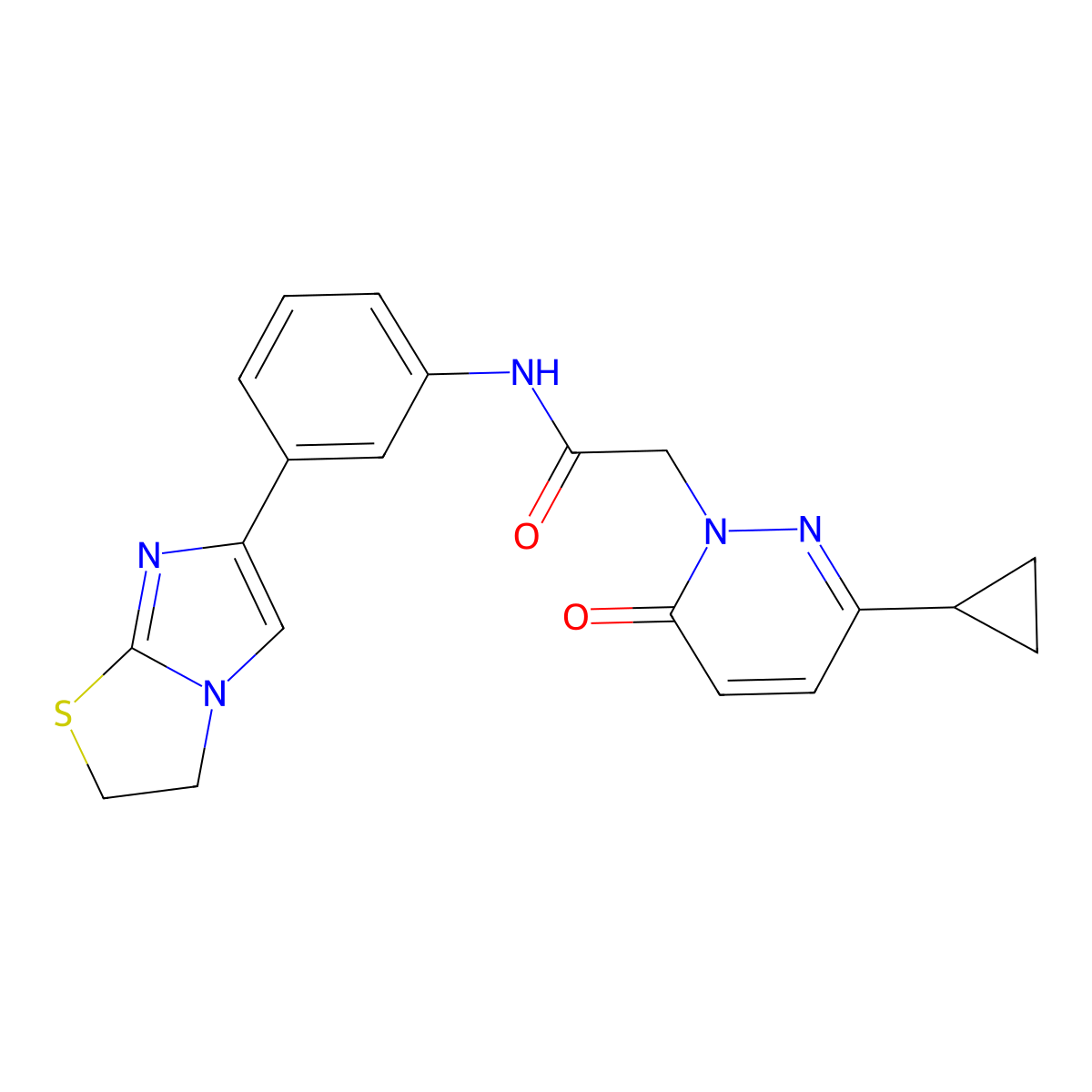 2-(3-cyclopropyl-6-oxopyridazin-1(6H)-yl)-N-(3-(2,3-dihydroimidazo[2,1-b]thiazol-6-yl)phenyl)acetamide molecular structure, CAS 2034268-22-7