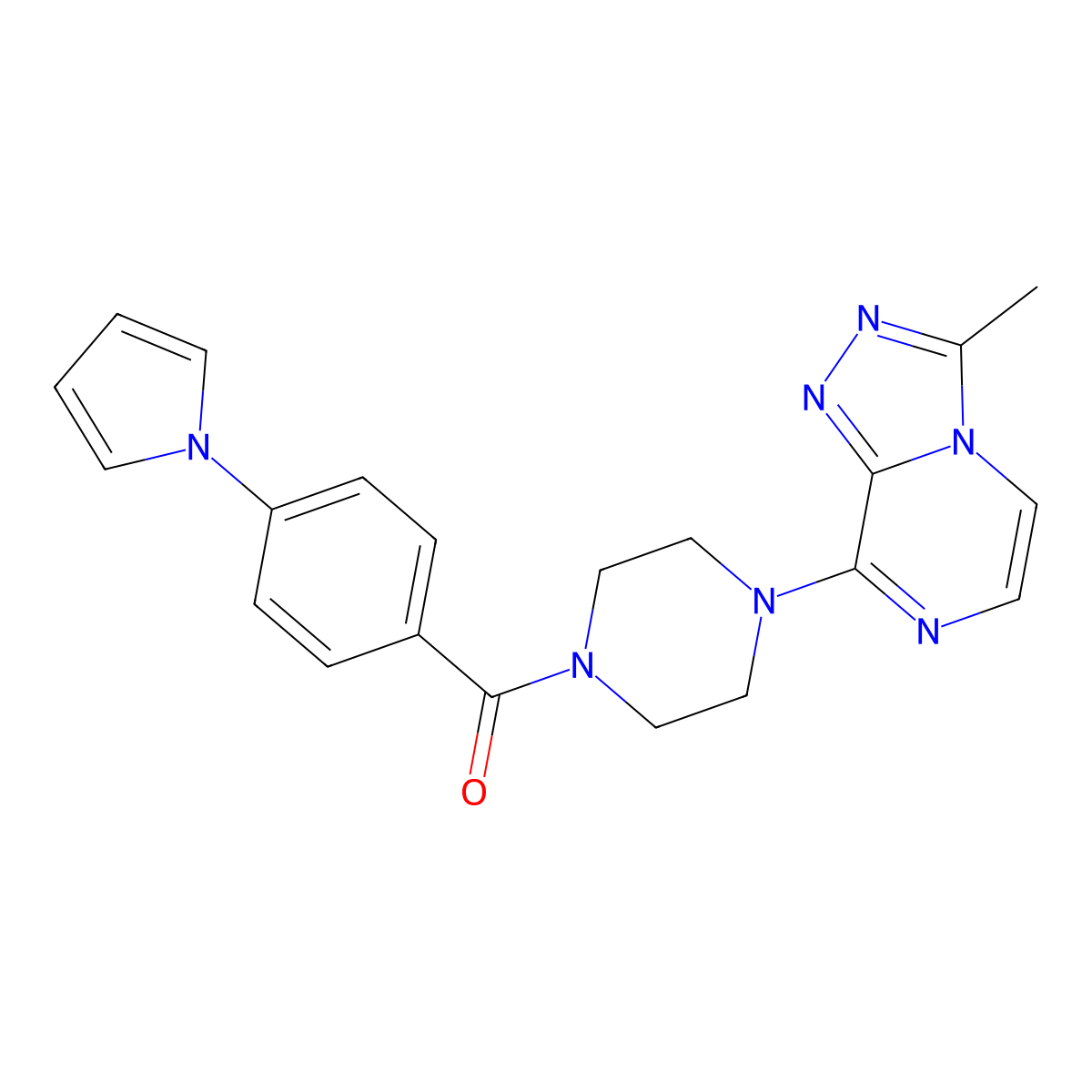 (4-(1H-pyrrol-1-yl)phenyl)(4-(3-methyl-[1,2,4]triazolo[4,3-a]pyrazin-8-yl)piperazin-1-yl)methanone molecular structure, CAS 2034268-25-0