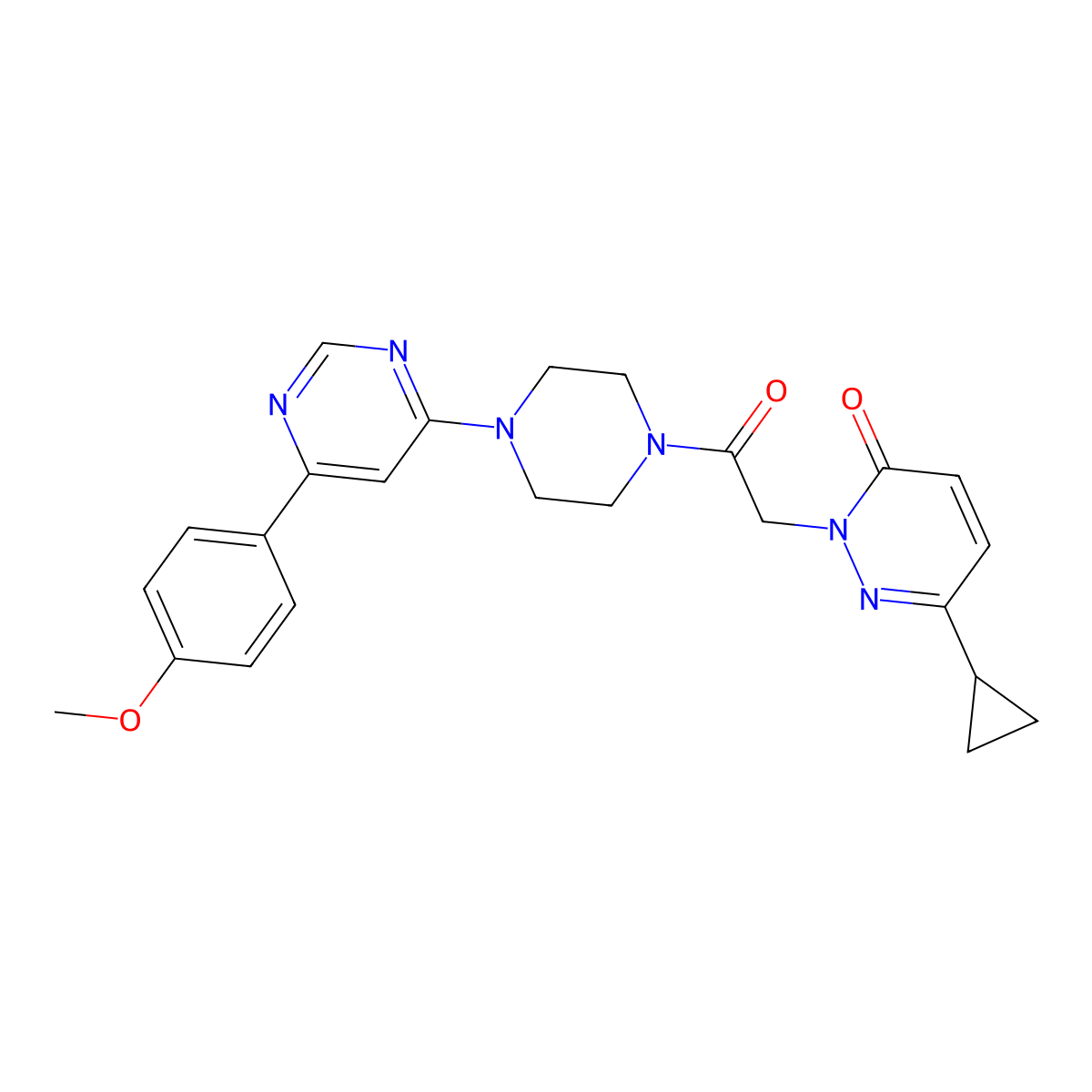 6-cyclopropyl-2-(2-(4-(6-(4-methoxyphenyl)pyrimidin-4-yl)piperazin-1-yl)-2-oxoethyl)pyridazin-3(2H)-one molecular structure, CAS 2034268-26-1