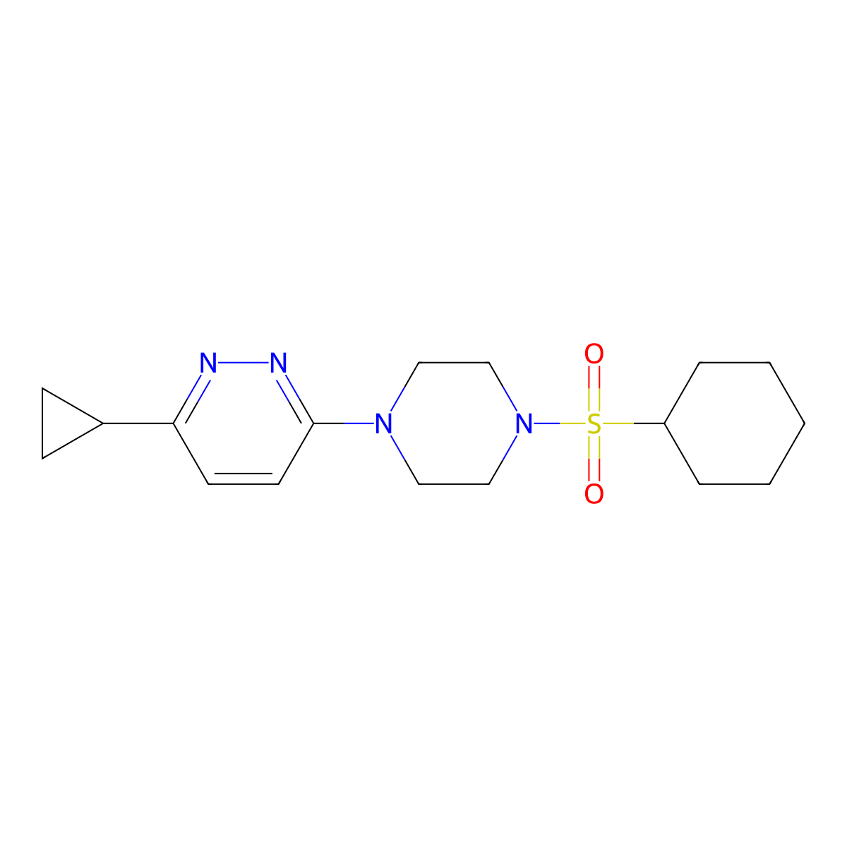 3-(4-(Cyclohexylsulfonyl)piperazin-1-yl)-6-cyclopropylpyridazine molecular structure, CAS 2034268-30-7