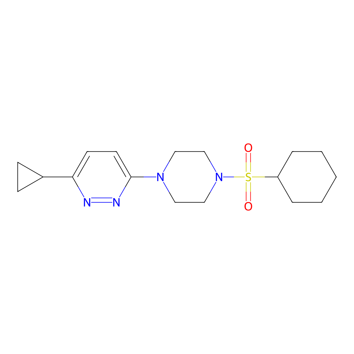 3-(4-(Cyclohexylsulfonyl)piperazin-1-yl)-6-cyclopropylpyridazine molecular structure, CAS 2034268-30-7