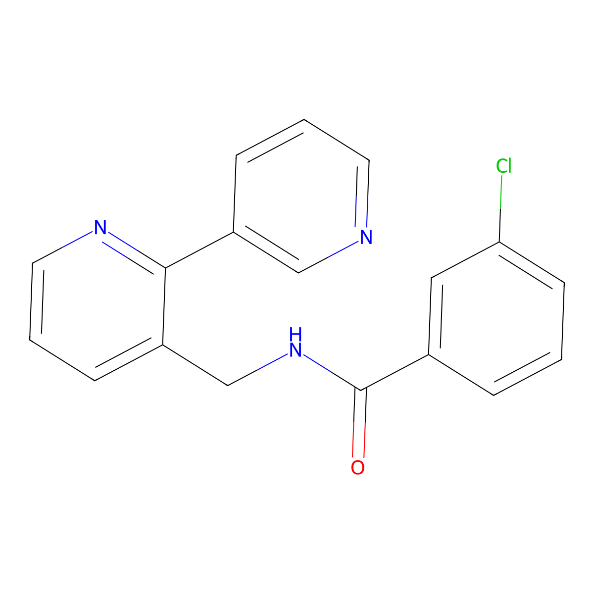 N-([2,3'-bipyridin]-3-ylmethyl)-3-chlorobenzamide molecular structure, CAS 2034268-35-2