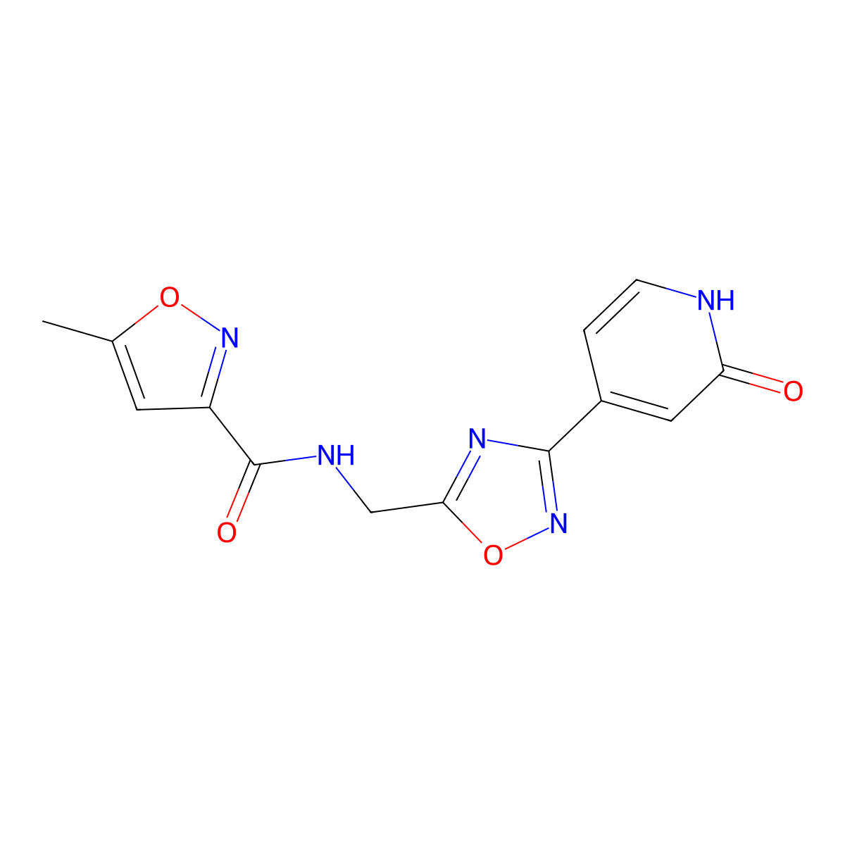 5-methyl-N-((3-(2-oxo-1,2-dihydropyridin-4-yl)-1,2,4-oxadiazol-5-yl)methyl)isoxazole-3-carboxamide molecular structure, CAS 2034268-36-3