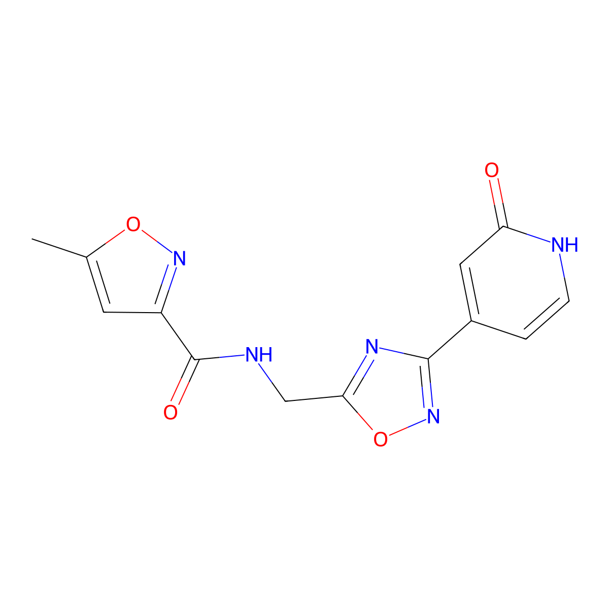 5-methyl-N-((3-(2-oxo-1,2-dihydropyridin-4-yl)-1,2,4-oxadiazol-5-yl)methyl)isoxazole-3-carboxamide molecular structure, CAS 2034268-36-3