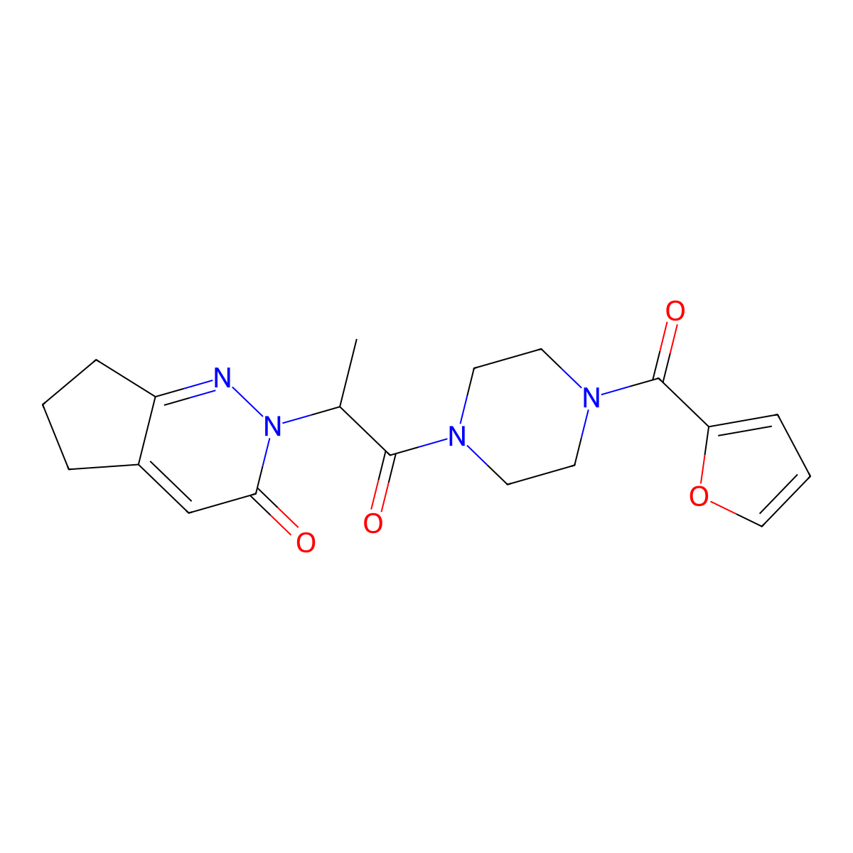 2-(1-(4-(furan-2-carbonyl)piperazin-1-yl)-1-oxopropan-2-yl)-6,7-dihydro-2H-cyclopenta[c]pyridazin-3(5H)-one molecular structure, CAS 2034268-37-4