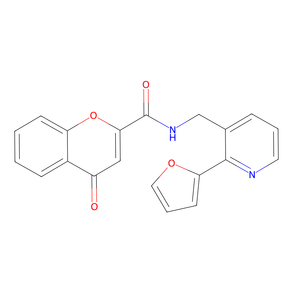 N-{[2-(furan-2-yl)pyridin-3-yl]methyl}-4-oxo-4H-chromene-2-carboxamide molecular structure, CAS 2034268-38-5