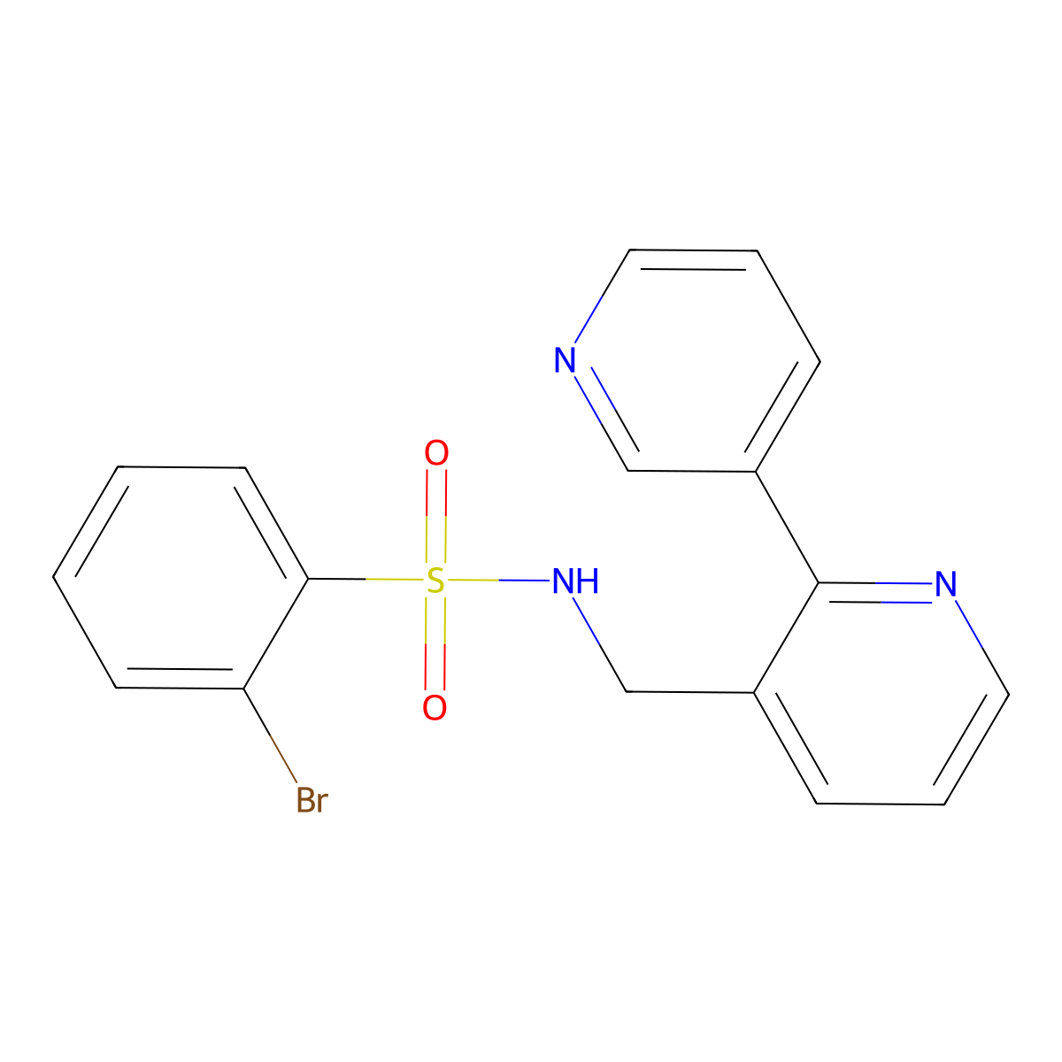 N-([2,3'-bipyridin]-3-ylmethyl)-2-bromobenzenesulfonamide molecular structure, CAS 2034268-45-4