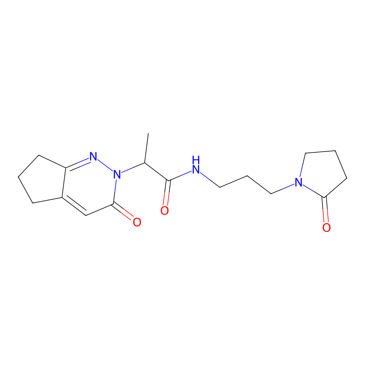 2-(3-oxo-3,5,6,7-tetrahydro-2H-cyclopenta[c]pyridazin-2-yl)-N-(3-(2-oxopyrrolidin-1-yl)propyl)propanamide molecular structure, CAS 2034268-49-8