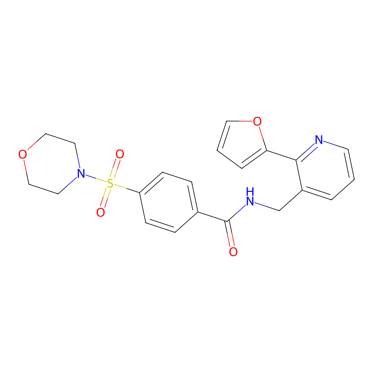 N-((2-(furan-2-yl)pyridin-3-yl)methyl)-4-(morpholinosulfonyl)benzamide molecular structure, CAS 2034268-50-1