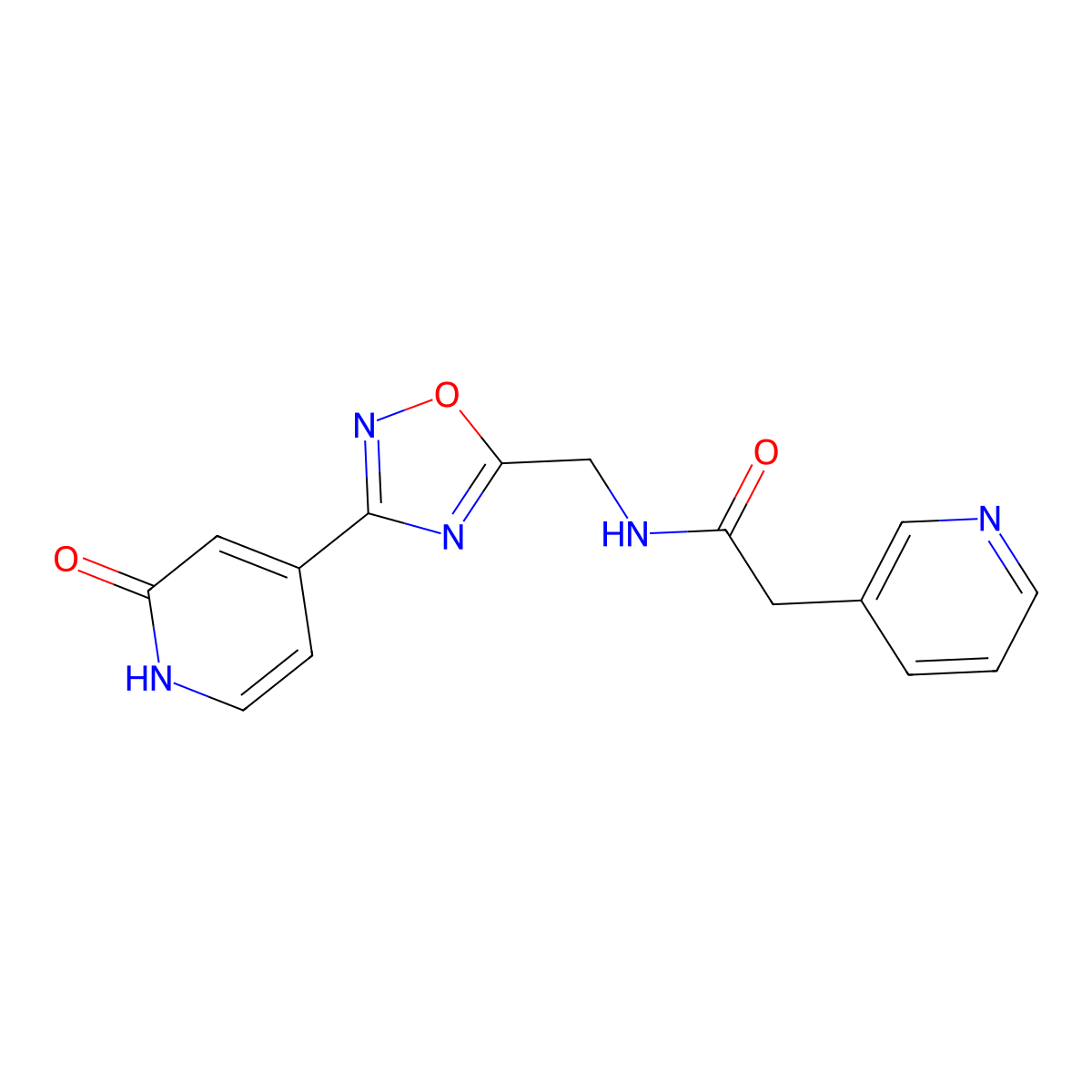 N-((3-(2-oxo-1,2-dihydropyridin-4-yl)-1,2,4-oxadiazol-5-yl)methyl)-2-(pyridin-3-yl)acetamide molecular structure, CAS 2034268-51-2