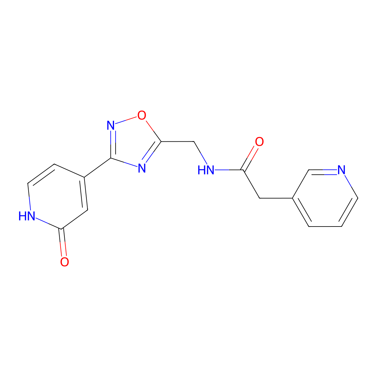 N-((3-(2-oxo-1,2-dihydropyridin-4-yl)-1,2,4-oxadiazol-5-yl)methyl)-2-(pyridin-3-yl)acetamide molecular structure, CAS 2034268-51-2