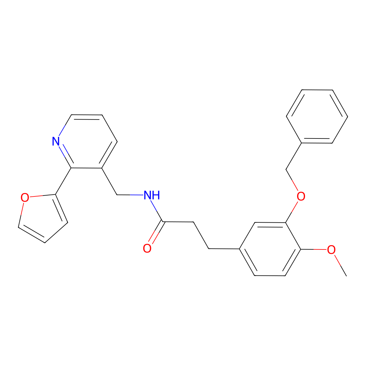 3-(3-(benzyloxy)-4-methoxyphenyl)-N-((2-(furan-2-yl)pyridin-3-yl)methyl)propanamide molecular structure, CAS 2034268-54-5
