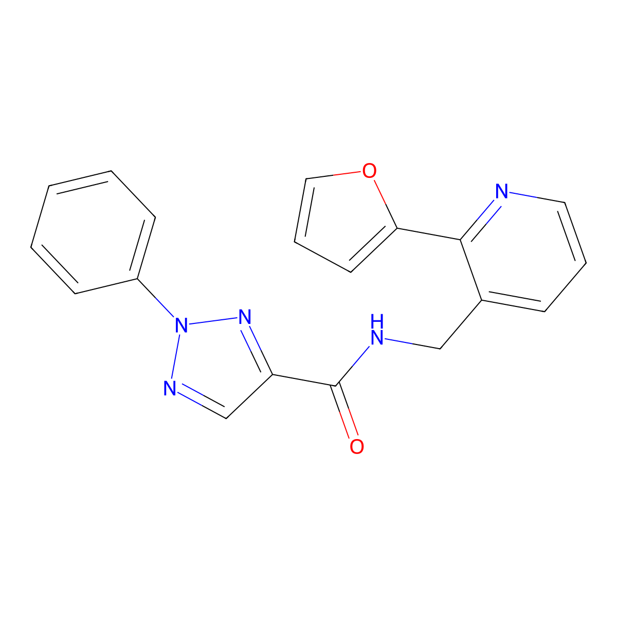 N-{[2-(furan-2-yl)pyridin-3-yl]methyl}-2-phenyl-2H-1,2,3-triazole-4-carboxamide molecular structure, CAS 2034268-56-7