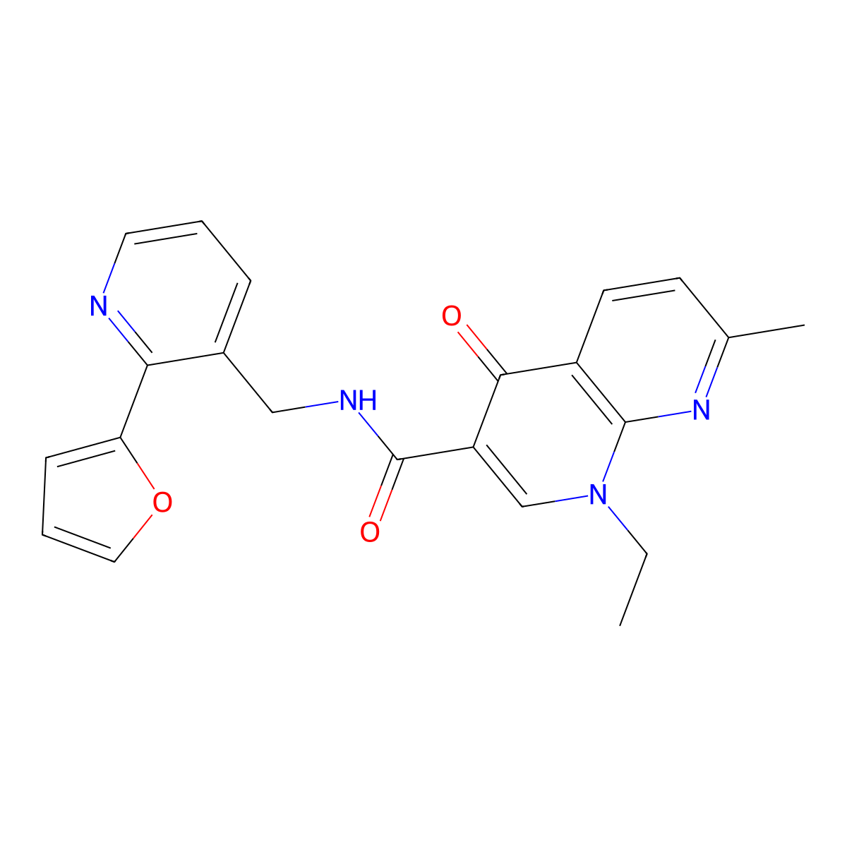 1-ethyl-N-{[2-(furan-2-yl)pyridin-3-yl]methyl}-7-methyl-4-oxo-1,4-dihydro-1,8-naphthyridine-3-carboxamide molecular structure, CAS 2034268-61-4