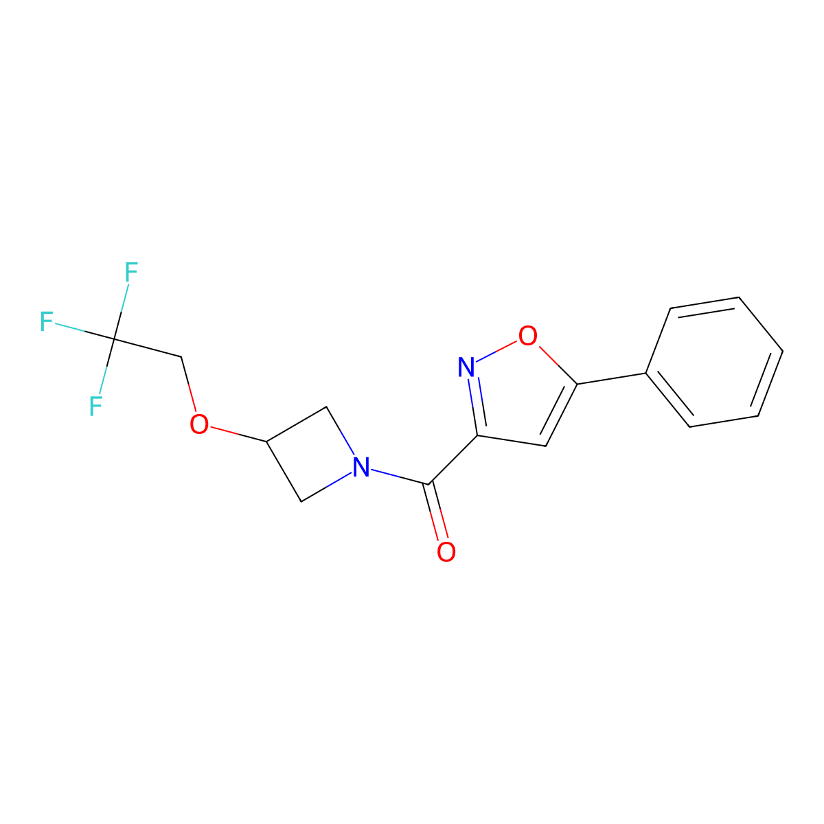 (5-Phenylisoxazol-3-yl)(3-(2,2,2-trifluoroethoxy)azetidin-1-yl)methanone molecular structure, CAS 2034268-62-5