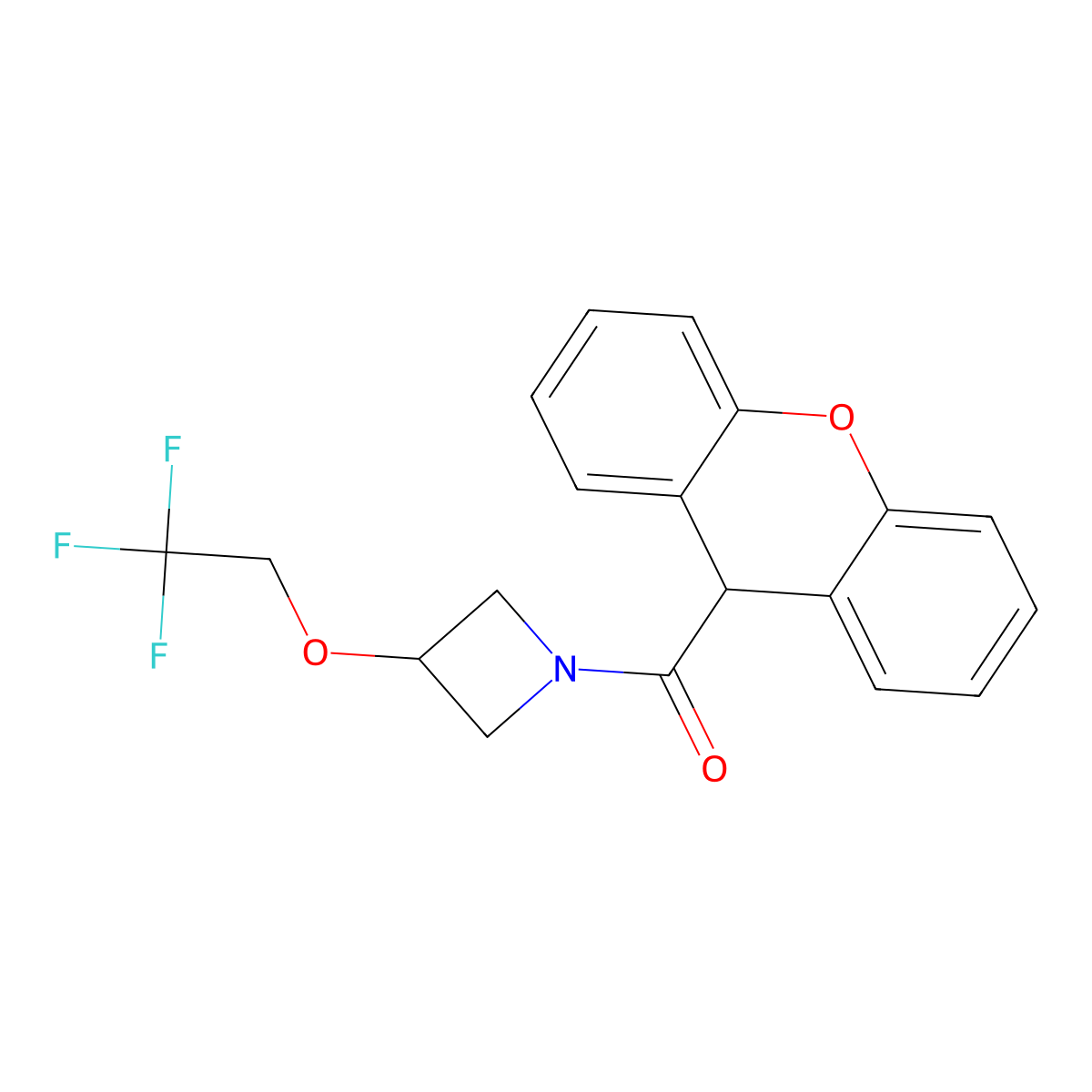 (3-(2,2,2-trifluoroethoxy)azetidin-1-yl)(9H-xanthen-9-yl)methanone molecular structure, CAS 2034268-65-8