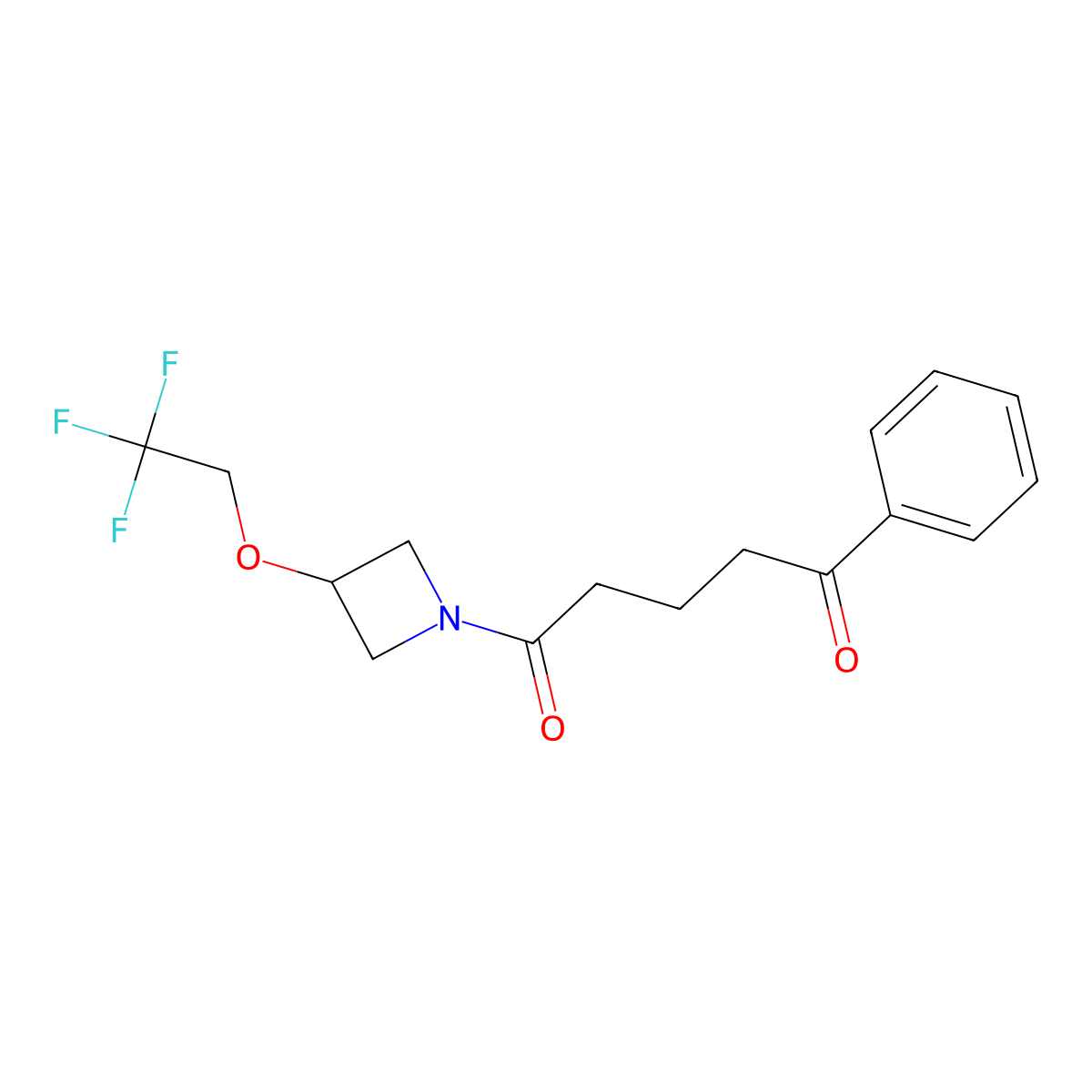 1-Phenyl-5-[3-(2,2,2-trifluoroethoxy)azetidin-1-yl]pentane-1,5-dione molecular structure, CAS 2034268-66-9